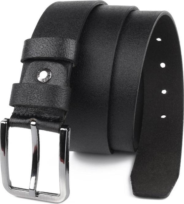 Hakiki Deri Erkek Kemer 4 cm Kumaş ve Kot Siyah - Image 1
