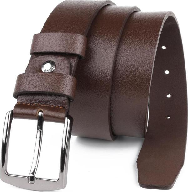 Hakiki Deri Erkek Kemer 4 cm Kumaş ve Kot Kahverengi - Image 1