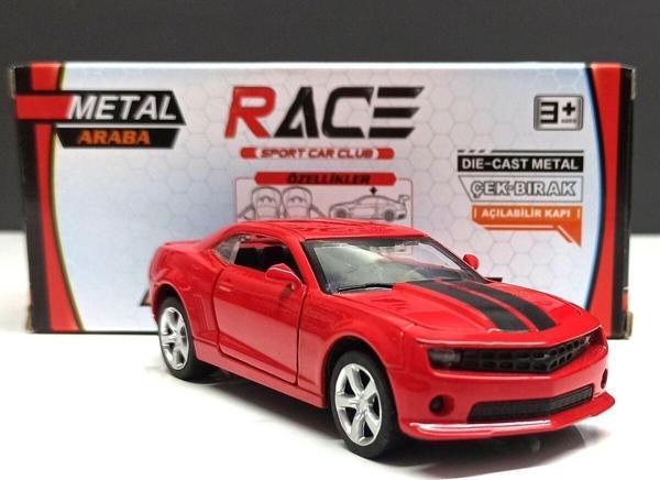 Motor Max 1:36 Chevrolet Camaro Kırmızı Çek Bırak Metal Model - Image 1
