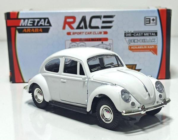 Motor Max 1:36 Volkswagen Beetle Beyaz (Çek Bırak Metal Model) - Image 1