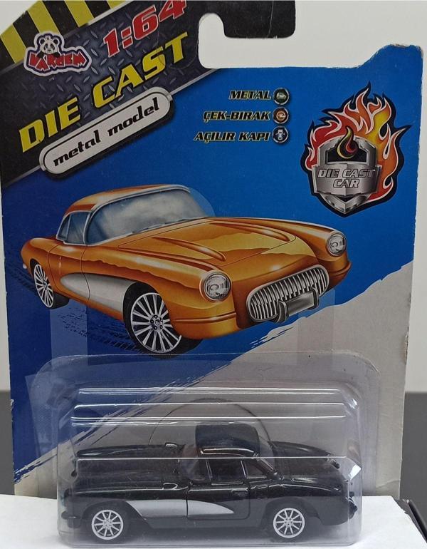 Vardem Dianomi 1:64 Chevrolet Corvette Siyah / Çek Bırak Kapılar Açılır. Metal Araba - Image 1