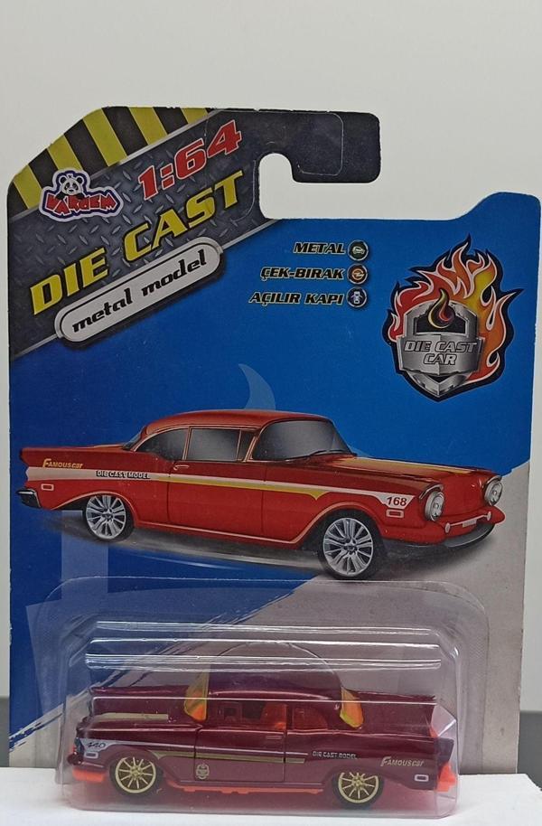Vardem Dianomi 1:64 Chevy Belair Kırmızı Çek Bırak Metal Araba Kapılar Açılır. - Image 1