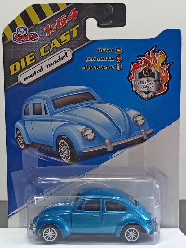 Vardem Dianomi 1:64 Volkswagen Beetle Çek Bırak Kapılar Açılır Metal Araba Mavi - Image 1