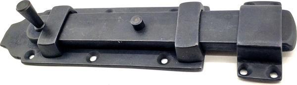 Antika Tarz Dekoratif Pirinç Yassı Kapı Sürgüsü - 55x215 mm, Oksit - Image 1
