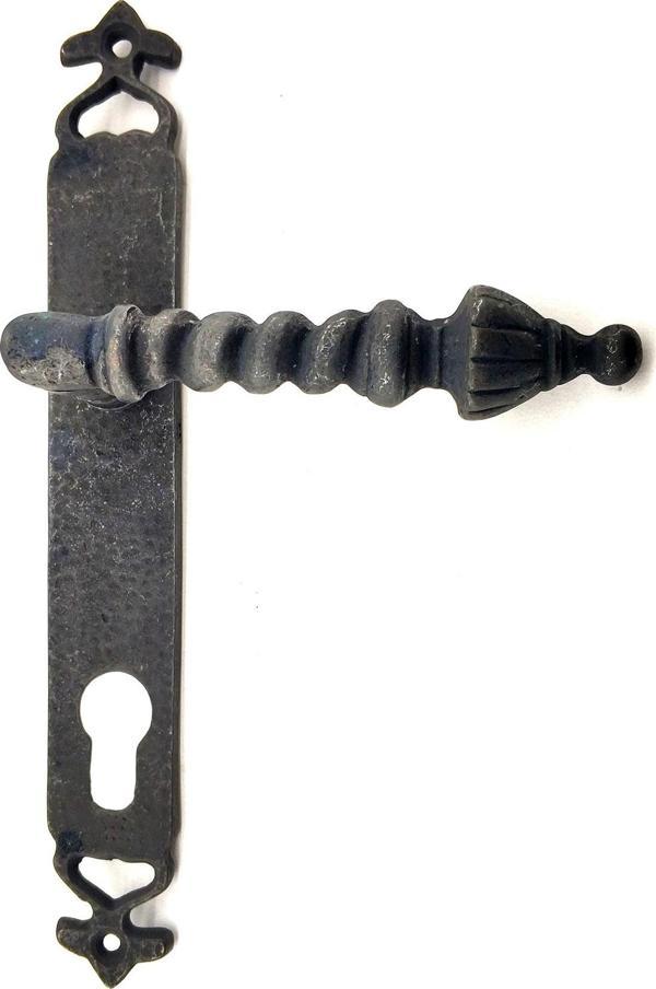 Antika Tarz Dekoratif Pirinç Burma Yale Kapı Kolu - 247x35 mm, Oksit - Image 1