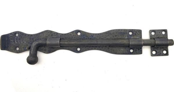 Antika Tarz Dekoratif Pirinç Dövme Kapı Sürgüsü - 25cm, Oksit - Image 1