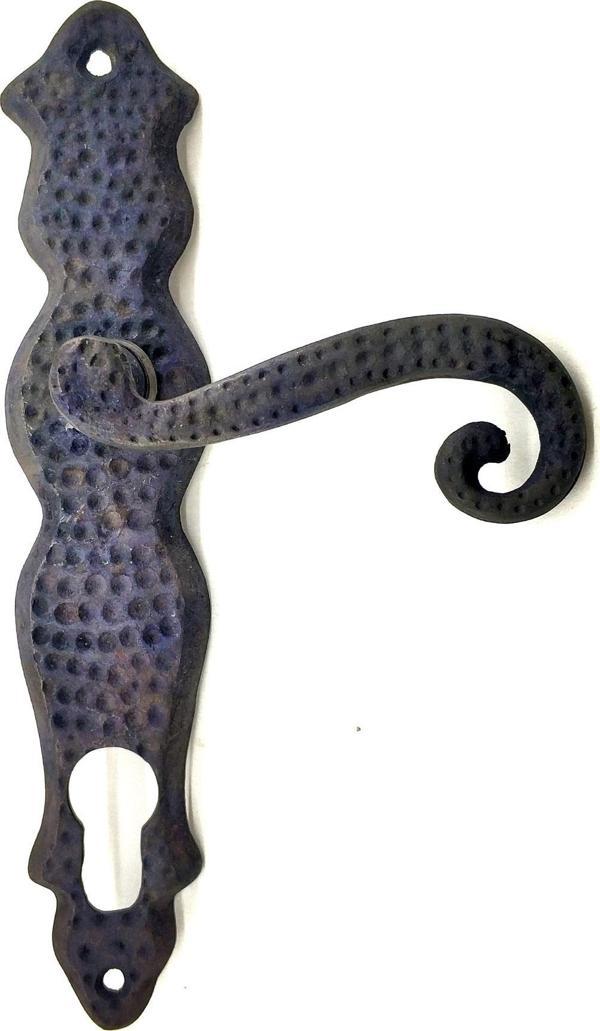 Antika Tarz Dekoratif Pirinç Kıvrık Yale Kapı Kolu - 210x43 mm, Oksit - Image 1