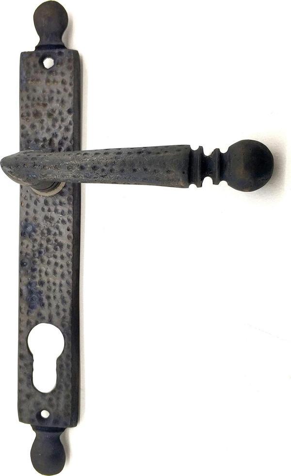 Antika Tarz Dekoratif Pirinç Misket Oda Kapı Kolu - 245x34 mm, Oksit - Image 1