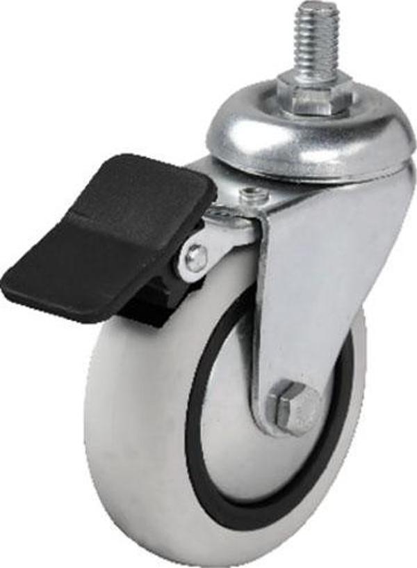 Hts 354 - 75x25 mm PVC Makaralı Vidalı Frenli Teker 4 Adet - Image 1