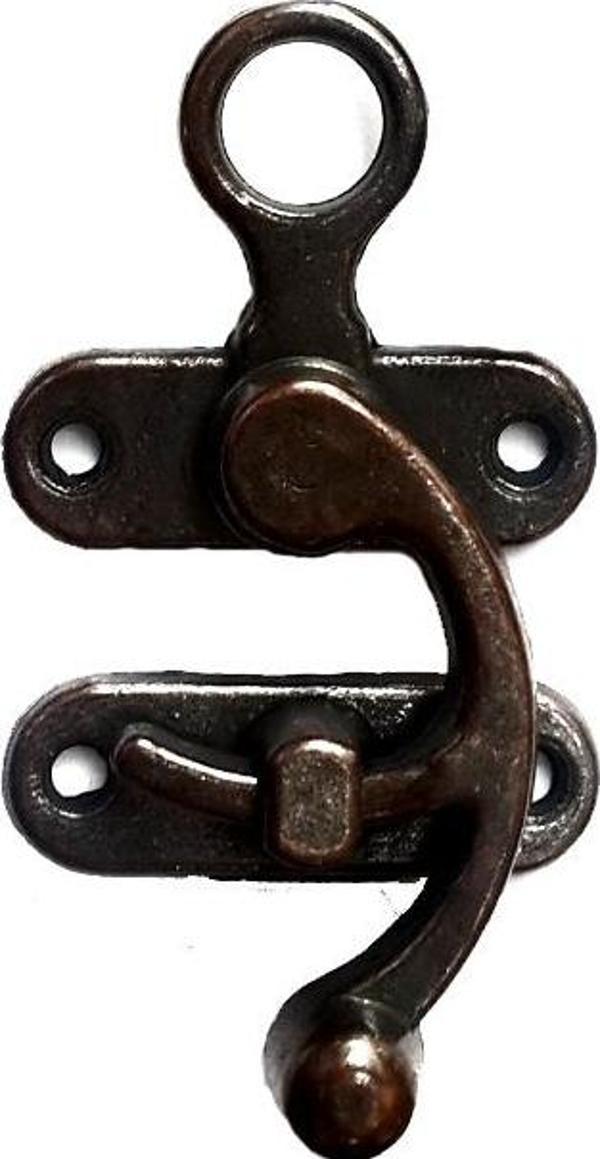 Kancalı Yay Gözü, Ahşap Kutu Klipsi - Büyük, Antik, 1 Adet - Image 1