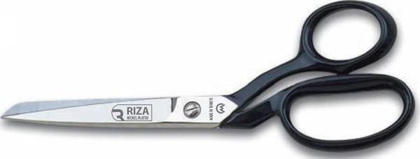 Rıza A4115-7 Tekstil / Yatık Regula Makası Makası No: 7 inç / 17,78 cm - Nikel Kaplama, Siyah Saplı - Image 1