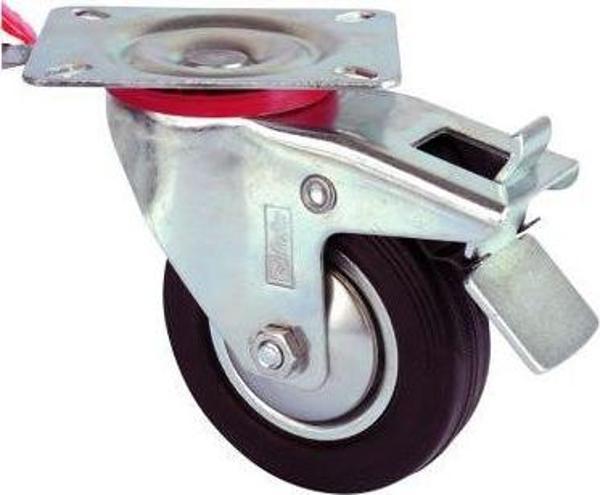 Servis Tekeri - Tablalı Frenli Siyah Döner - Çap 125 mm - Image 1