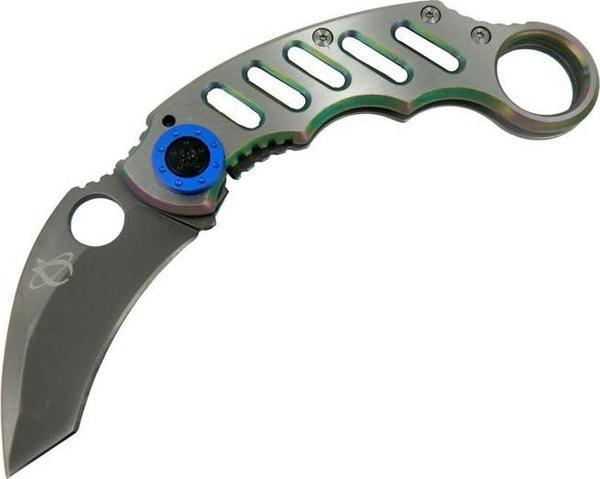 X05BL Gümüş Karambit 17 cm - Metal Saplı, Manuel - Image 1