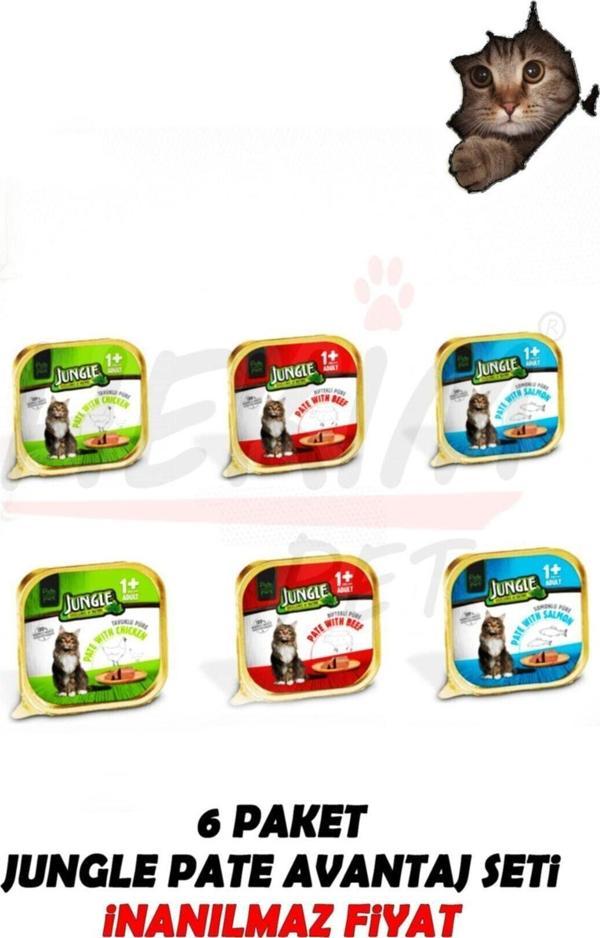 Jungle Kedi Konserve/Püre/Pate Çeşitleri 100Gx6 Adet Karışık Avantajlı Set - Image 1
