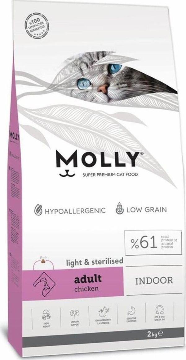 Molly Düşük Tahıllı Hipoalerjenik Tavuklu Kısırlaştırılmış Yetişkin Kedi Maması 2 Kg - Image 1