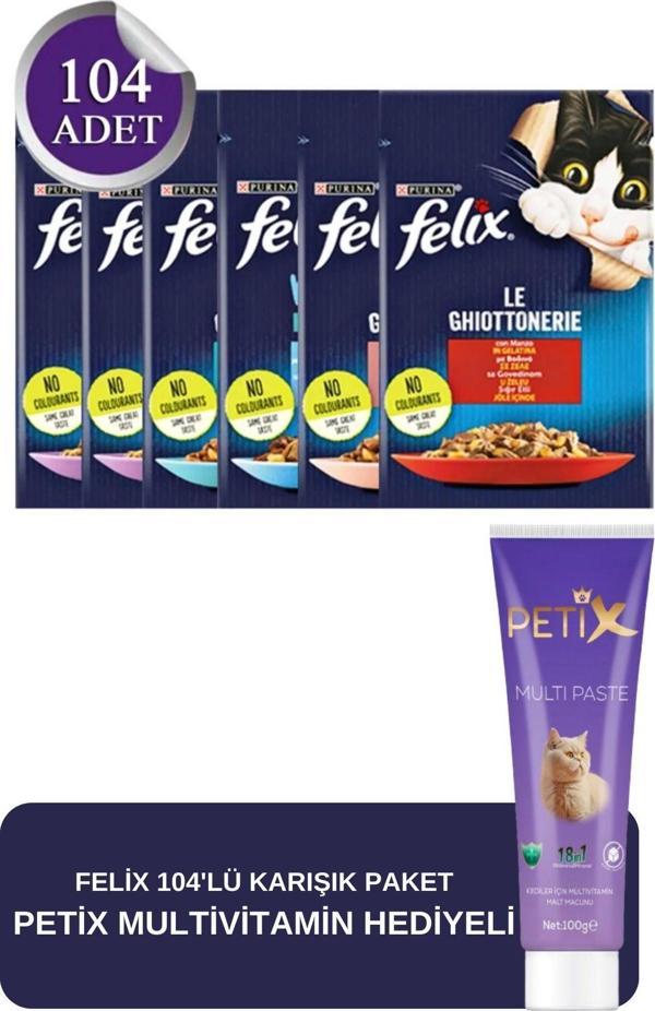 Petix Felix Karışık Yetişkin Yaş Kedi Maması 104 X 85 Gr (Petix Kedi Multivitamin Hediyeli) - Image 1