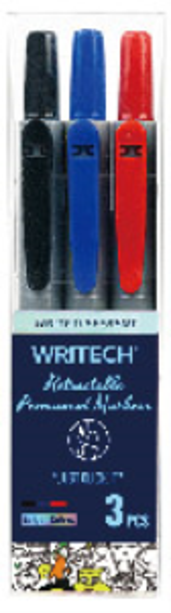 WRITECH W-805P BASMALI PERMANENT KALEM (SİYAH-MAVİ-KIRMIZI) - 3'LÜ - Image 1