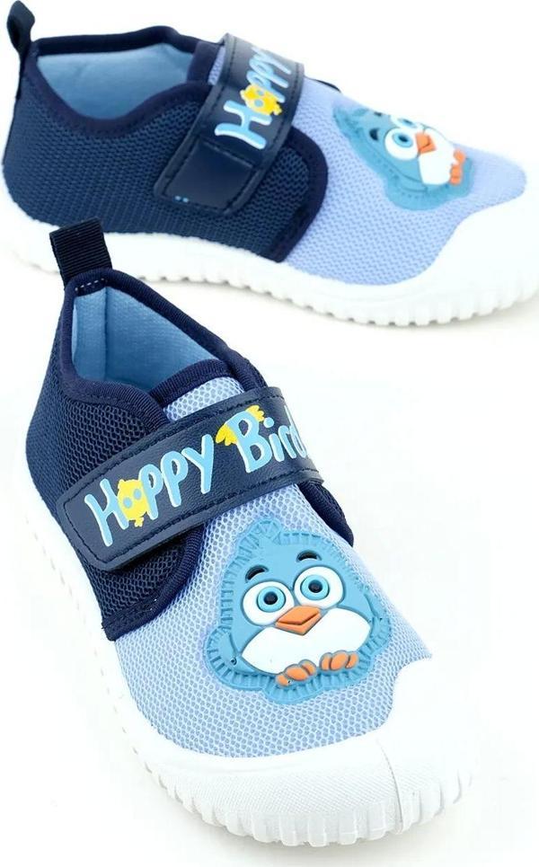 Gezer Yazlık Erkek Çocuk Keten Happy Bird Cırt Cırtlı Ayarlanabilir Ayakkabı Lacivert - Image 1
