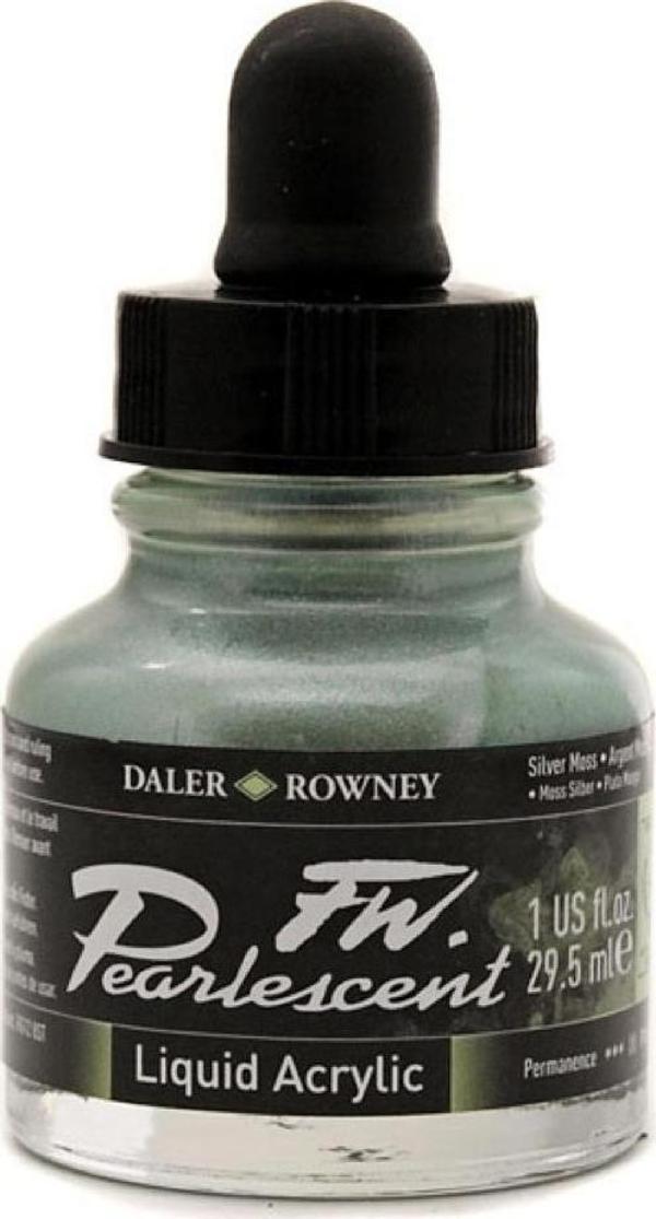 DR FW Pearlescent Akrilik Mürekkebi 29.5ml - Silver Moss 129 - Image 1