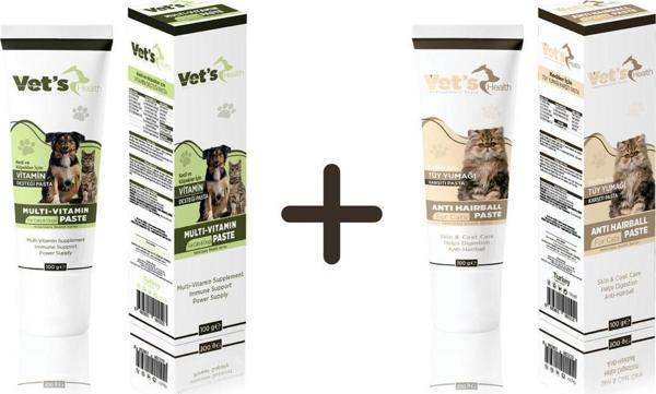 Vet's Health Anti Hairball Paste 100G + Multivitamin Paste 100G (2 In 1) - Image 1