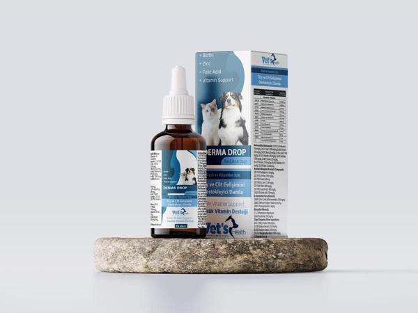 Vet's Health Derma Drop Kedi Ve Köpekler İçin Tüy Ve Cilt Gelişimini Destekleyici Damla 15Ml - Image 1