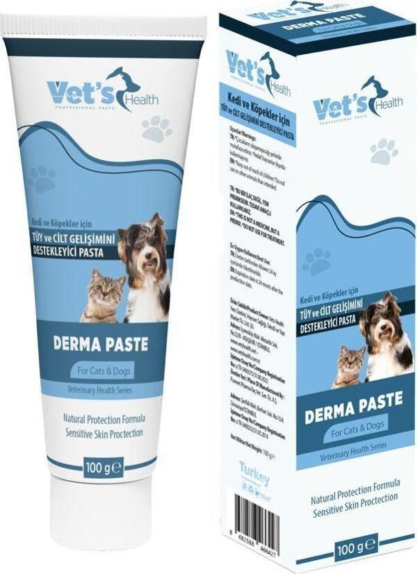 Vet's Health Derma Paste Kedi Ve Köpekler Için Tüy Ve Cilt Gelişimini Destekleyici Pasta 100G - Image 1