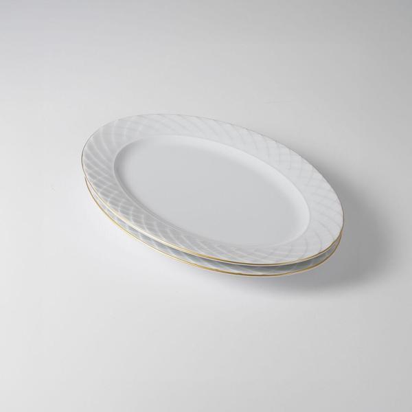 Güral Porselen Alfa 2 Parça 25 Cm Kayık Tabak Mat Altın File - Image 1