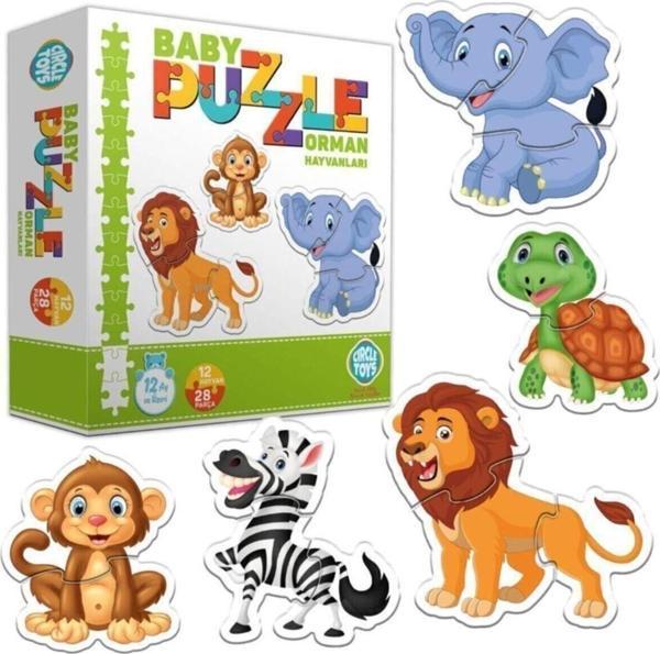 Circle Toys 28 Parça Baby Puzzle Seti 12 Adet Orman Hayvanları - Image 1