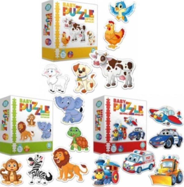 YEY 3 Lü Araçlar Ve Hayvanlar Bebek Eğitici Puzzle Seti 4272Seri - Image 1