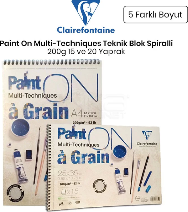 Clairefontaine Paint On Multi-Techniques Teknik Blok Spiralli 200g - Image 1