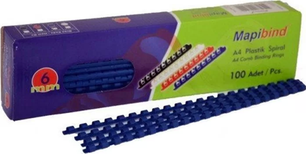 MAPİBİND PLASTİK SPİRAL 6mm LACİVERT 100LÜ - Image 1