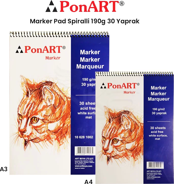 Ponart Marker Pad Spiralli 190g 30 Yaprak - Image 1