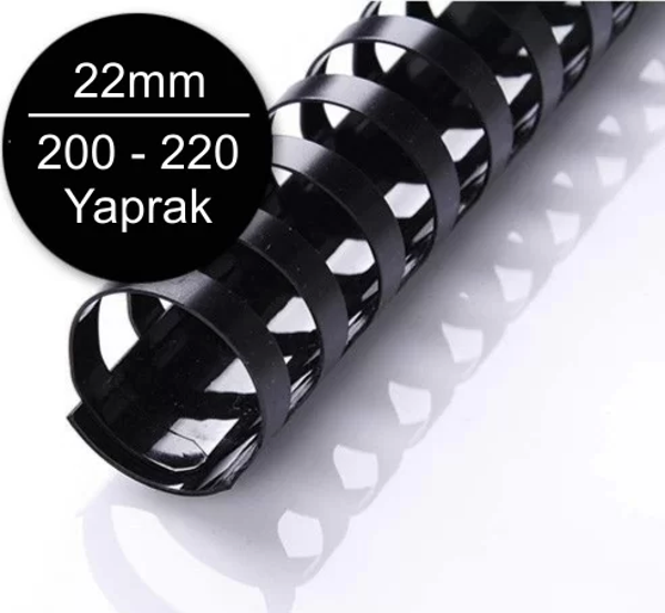 Sarff 22mm Plastik Spiral Siyah 200-220 Yaprak Kapasiteli (50 li Kutu) - Image 1