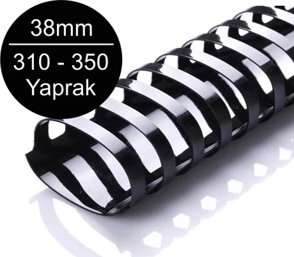 Sarff 38mm Plastik Spiral Siyah 310-350 Yaprak Kapasiteli (50 li Kutu) - Image 1