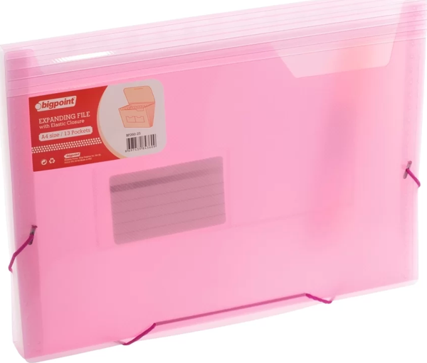 Bigpoint BP260 Körüklü Dosya Pembe A4 Lastikli 13 Cepli - Image 1