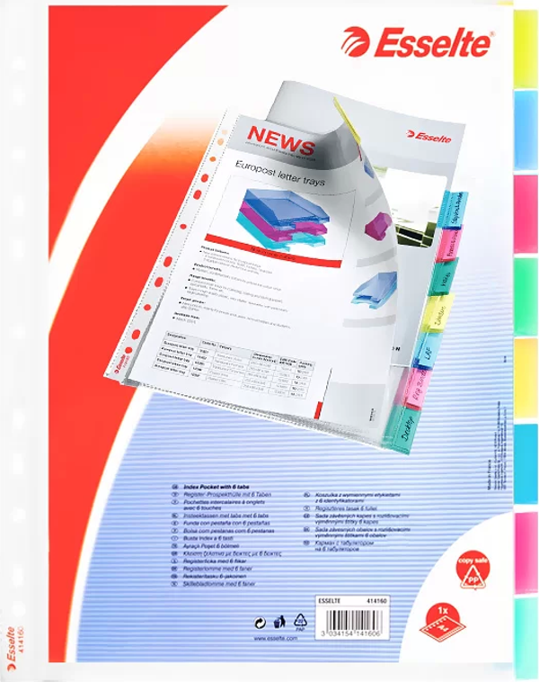ESSELTE 414150 AYRAÇLI POŞET DOSYA A4 8Lİ - Image 1