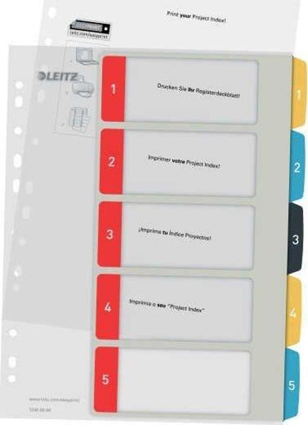 Leitz Cosy 1-5 Yazdırılabilir Seperatör, PP Renkli - Image 1