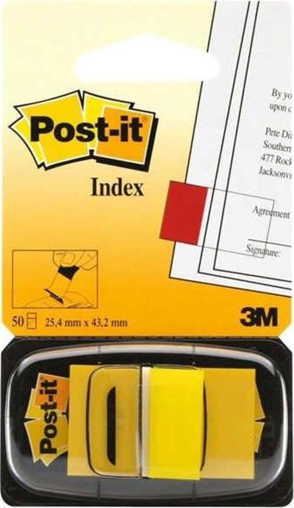 Post-it Yapışkanlı Ayraç İndexı 50 Yaprak 25,4x43,18 mm Sarı - Image 1