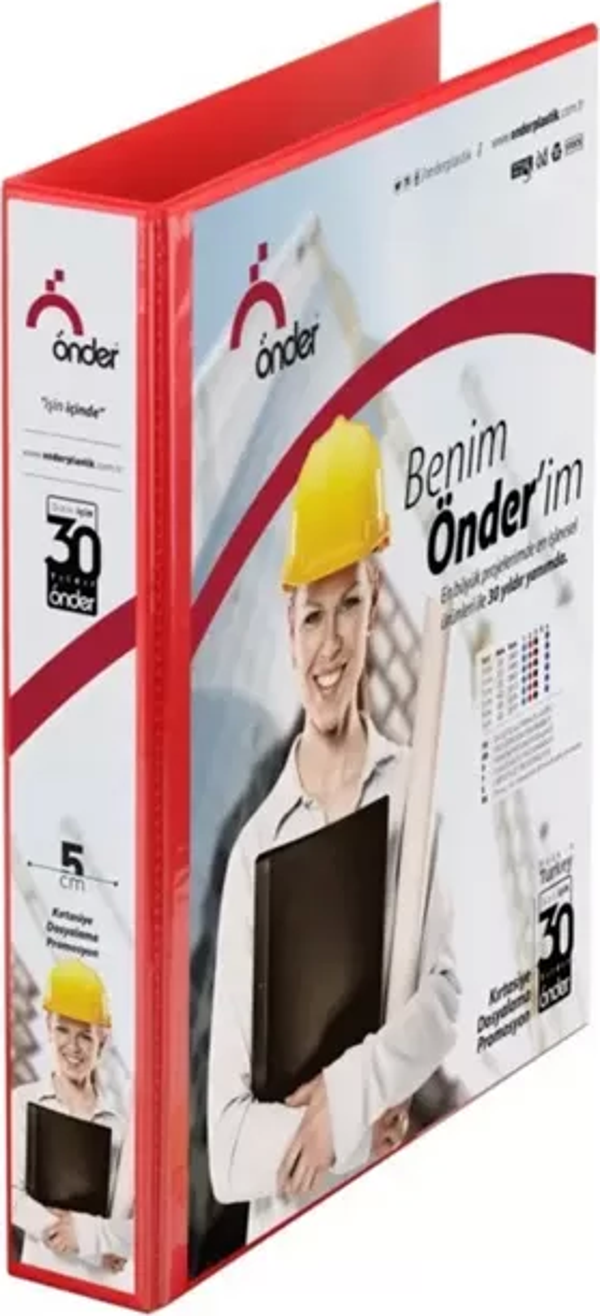 ÖNDER 2012-2 4 HALKALI D MEKANİZMALI KLASÖR A4 20mm KIRMIZI - Image 1