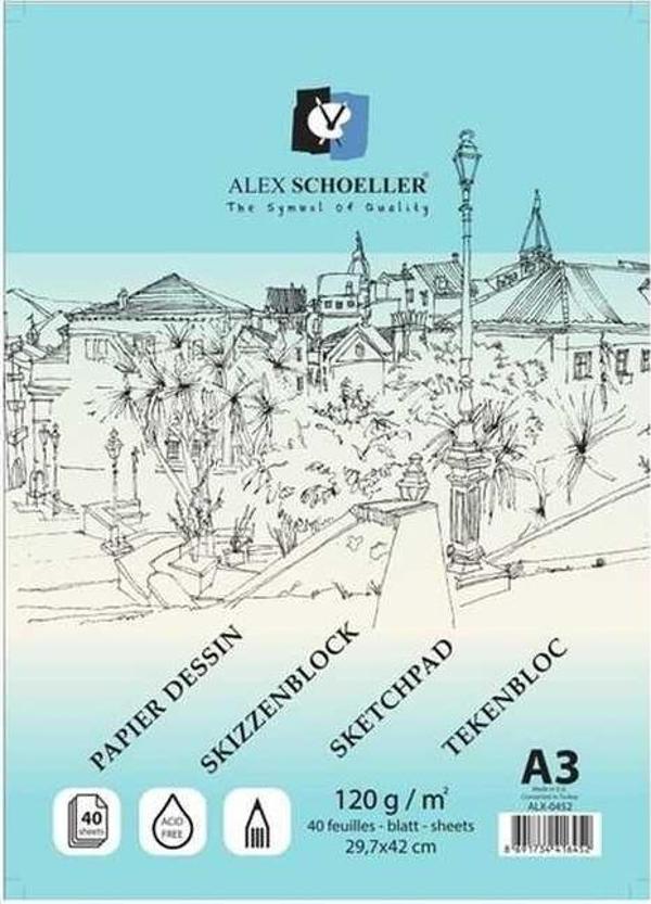 Alex Schoeller Spiralli Eskiz Defteri A3 Blok 120 gr 40'lı - Image 1