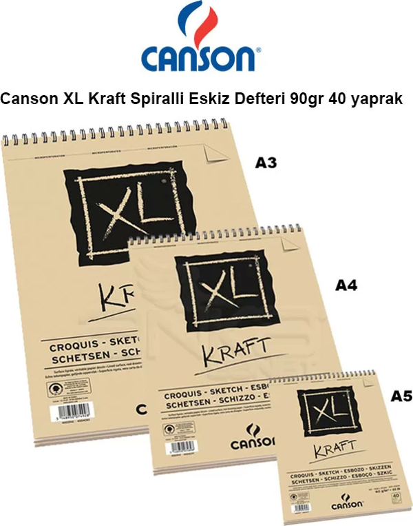 Canson XL Kraft Spiralli Eskiz Defteri 90g - Image 1