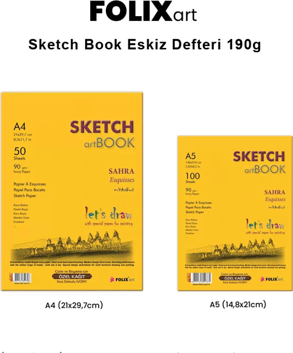 Folix Art Sketch Book Eskiz Defteri 190g 50 Yaprak - Image 1