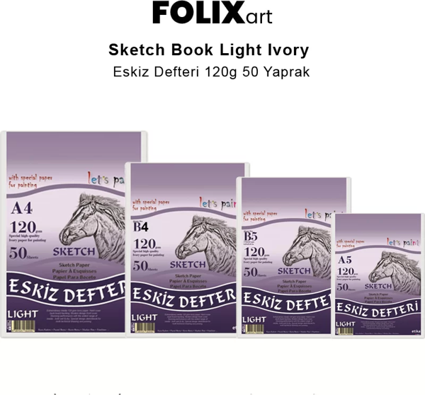 Folix Art Sketch Book Light Ivory Eskiz Defteri 120g 50 Yaprak - Image 1