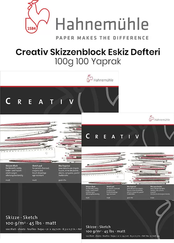 Hahnemühle Creativ Skizzenblock Eskiz Defteri 100g 100 Yaprak - Image 1