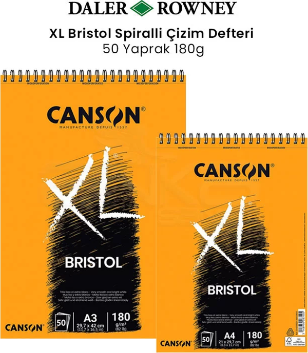 Canson XL Bristol Spiralli Çizim Defteri 180g 50 Yaprak - Image 1