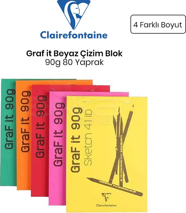 Clairefontaine Graf it Beyaz Çizim Blok 90g 80 Yaprak - Image 1