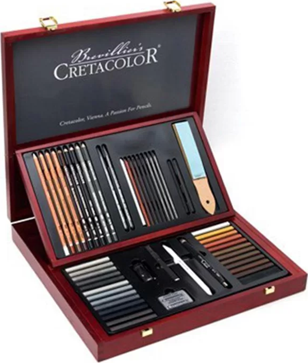 Cretacolor Selection Premium Çizim Seti Ahşap Kutu 53lü 40060 - Image 1