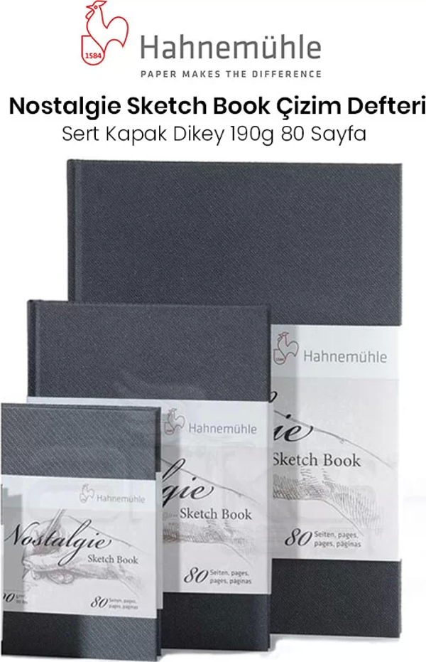 Hahnemühle Nostalgie Sketch Book Çizim Defteri Sert Kapak Dikey 190g 80 Yaprak - Image 1