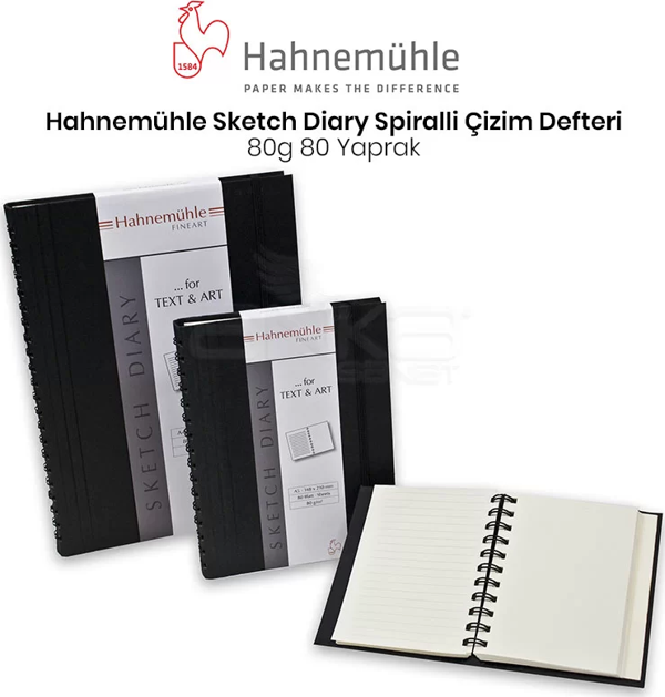 Hahnemühle Sketch Diary Spiralli Çizim Defteri 80g 80 Yaprak - Image 1
