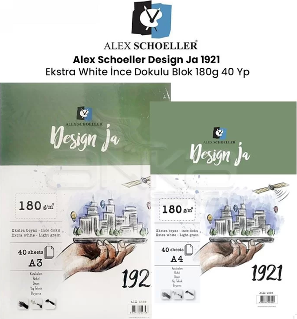 Alex Schoeller Design Ja 1921 Ekstra White İnce Dokulu Blok 180g 40 Yp - Image 1